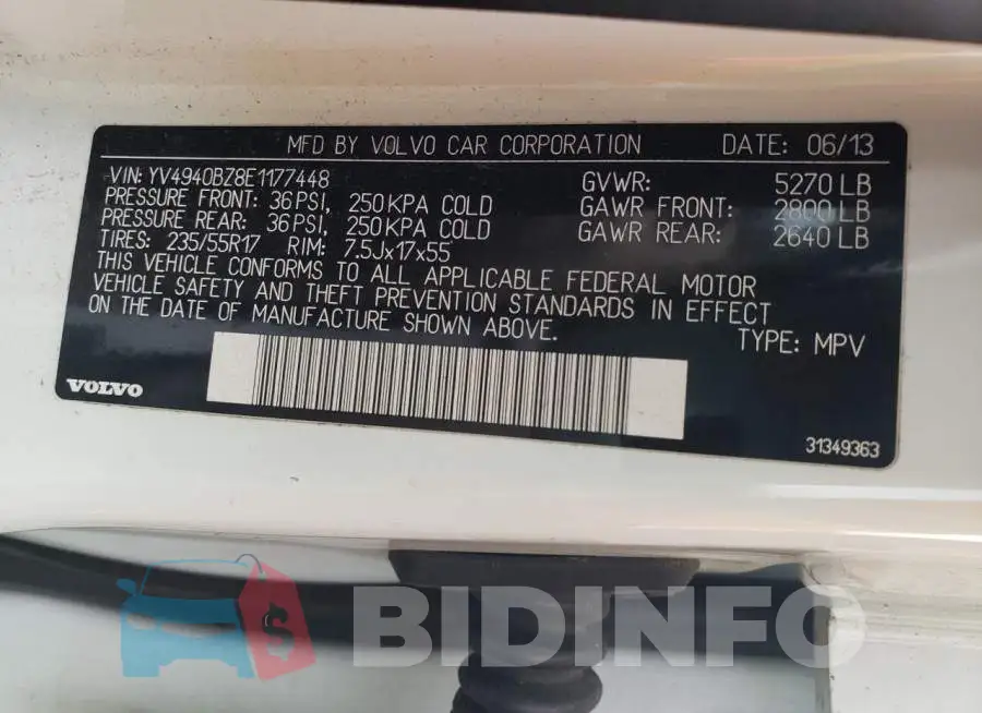 YV4940BZ8E1177448 Photo# 12