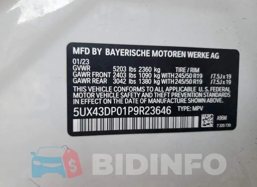 5UX43DP01P9R23646 Photo# 13