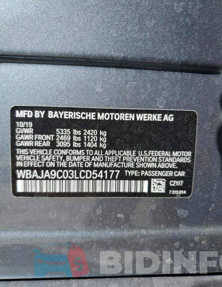 WBAJA9C03LCD54177 Photo# 12