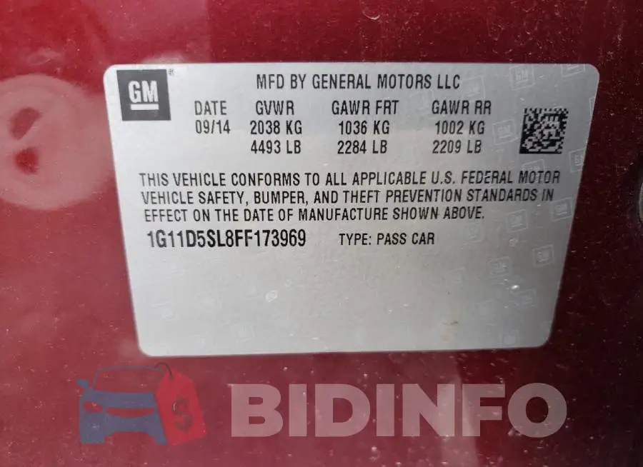 1G11D5SL8FF173969 Photo# 12
