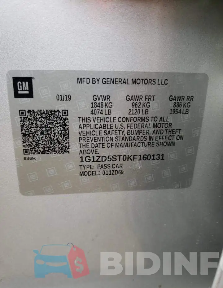 1G1ZD5ST0KF160131 Photo# 12