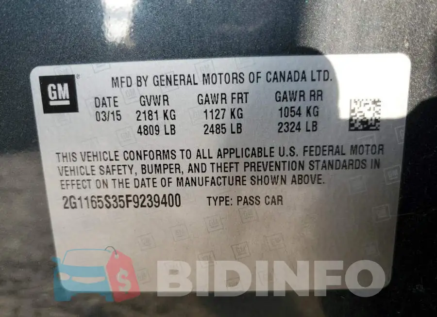2G1165S35F9239400 Photo# 13