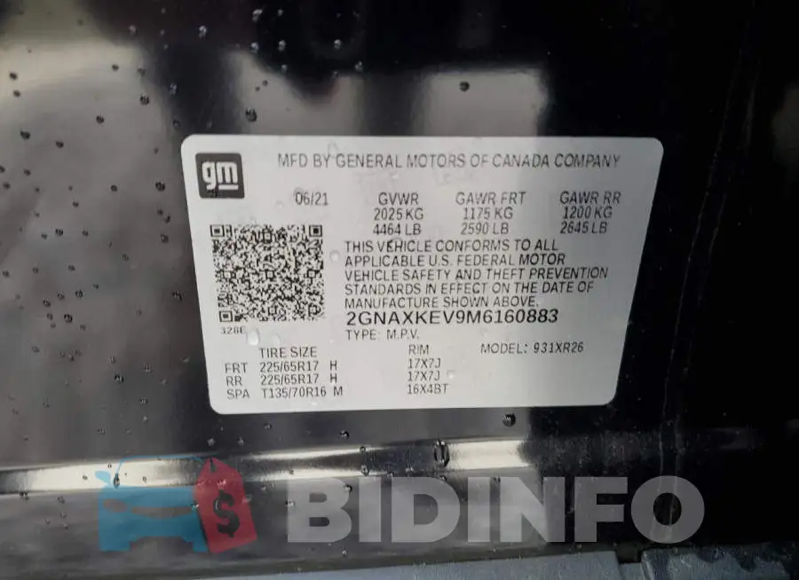 2GNAXKEV9M6160883 Photo# 12