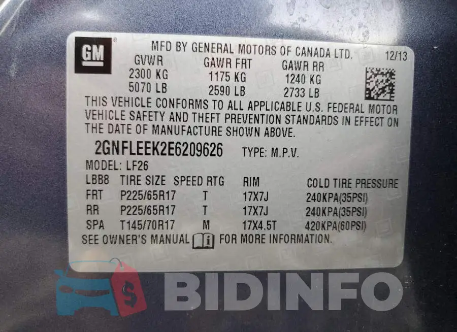 2GNFLEEK2E6209626 Photo# 12