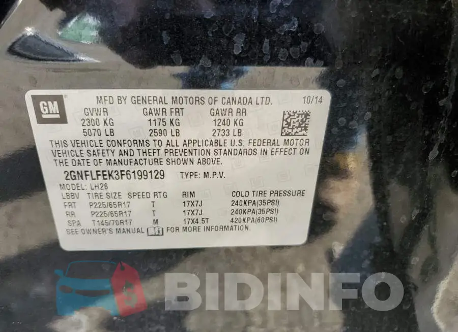 2GNFLFEK3F6199129 Photo# 13