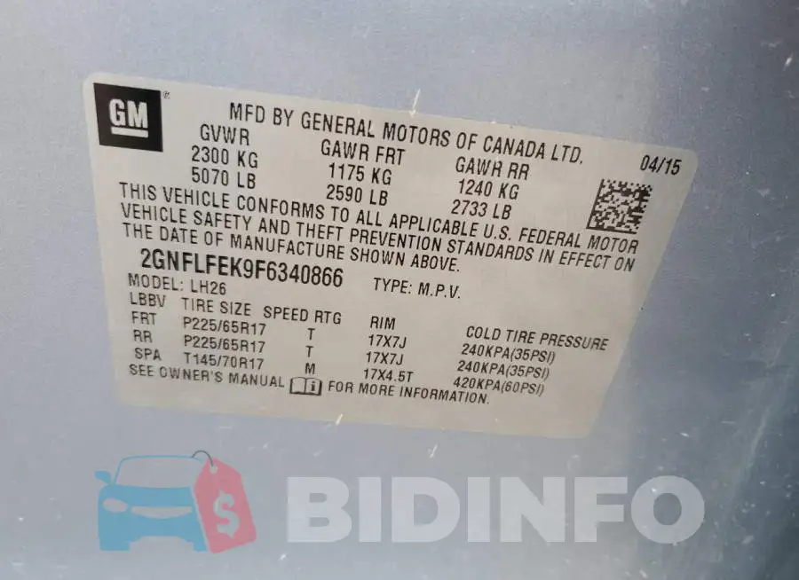 2GNFLFEK9F6340866 Photo# 13