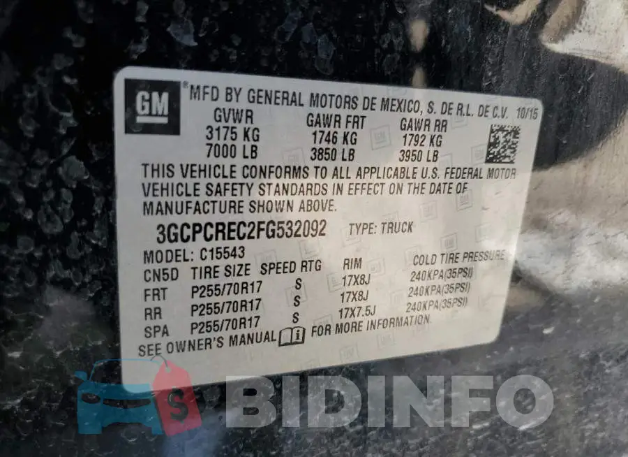 3GCPCREC2FG532092 Photo# 12