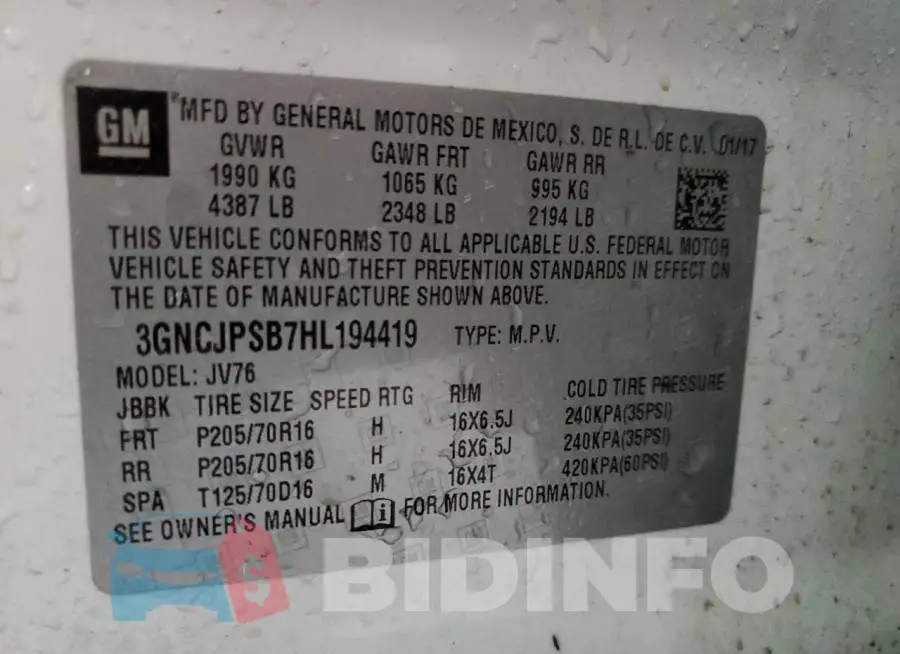 3GNCJPSB7HL194419 Photo# 14