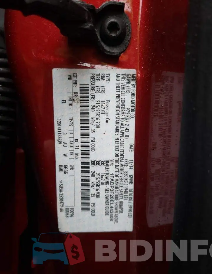 1FADP3F20EL442408 Photo# 12