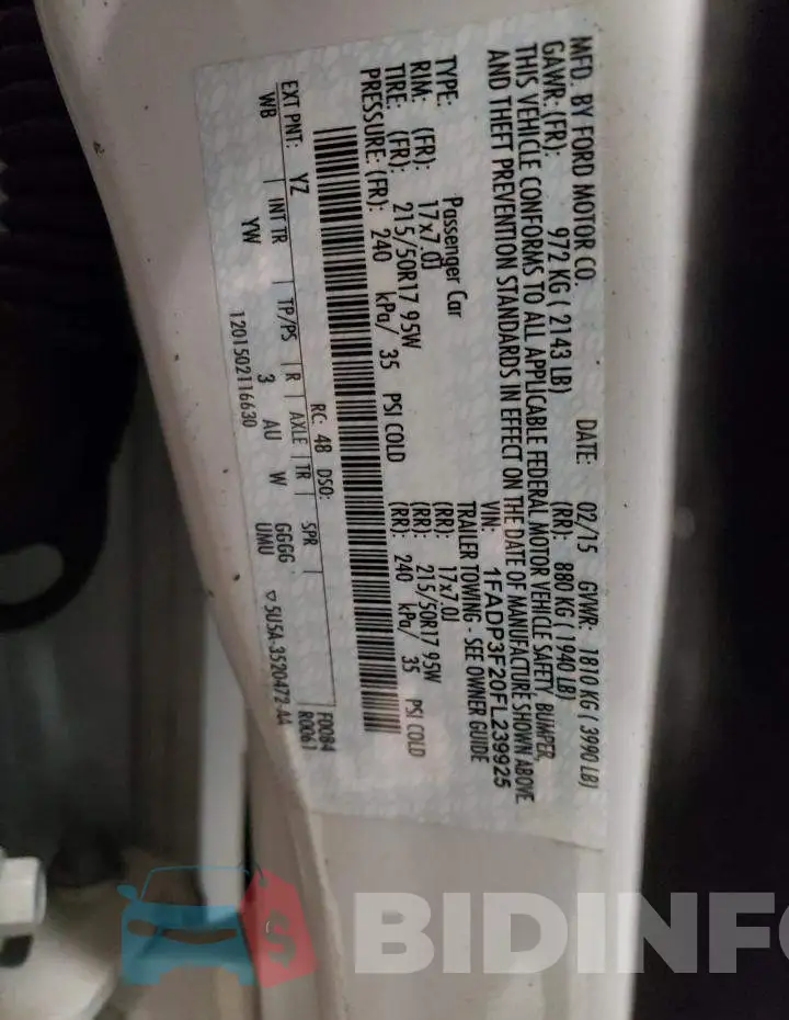 1FADP3F20FL239925 Photo# 12