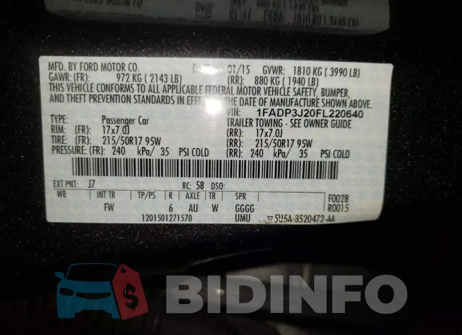 1FADP3J20FL220640 Photo# 12