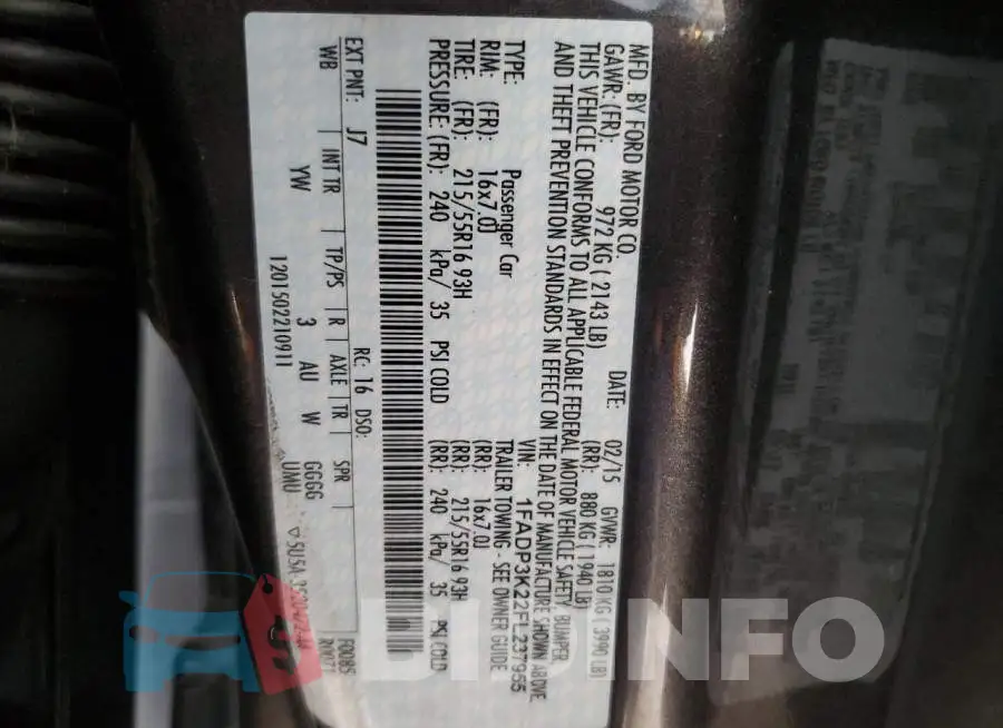 1FADP3K22FL237955 Photo# 12
