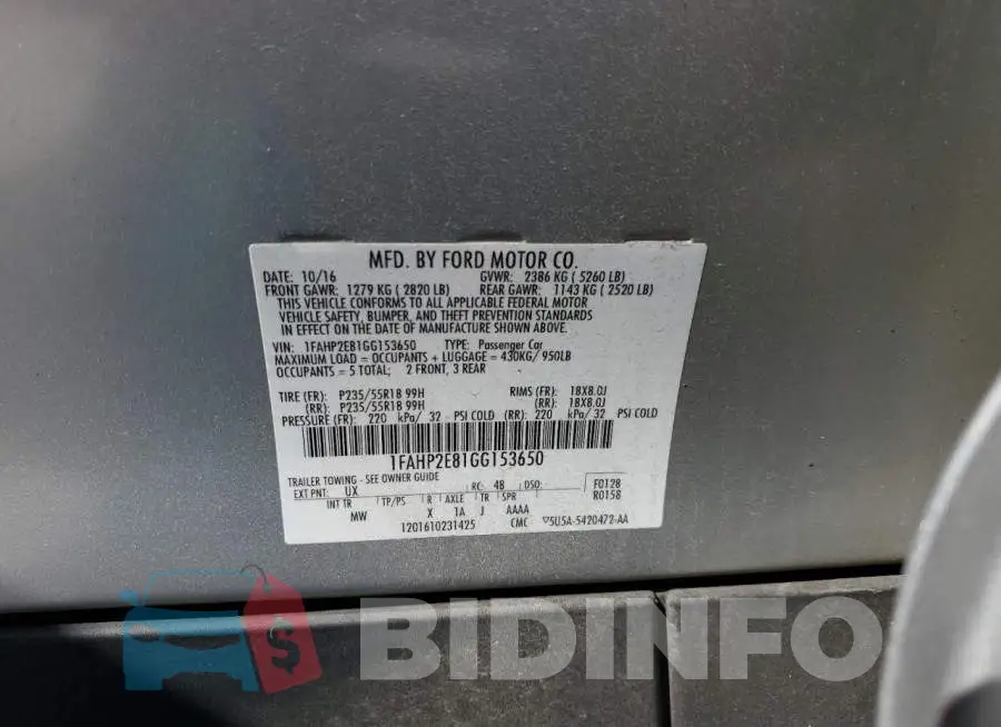 1FAHP2E81GG153650 Photo# 12