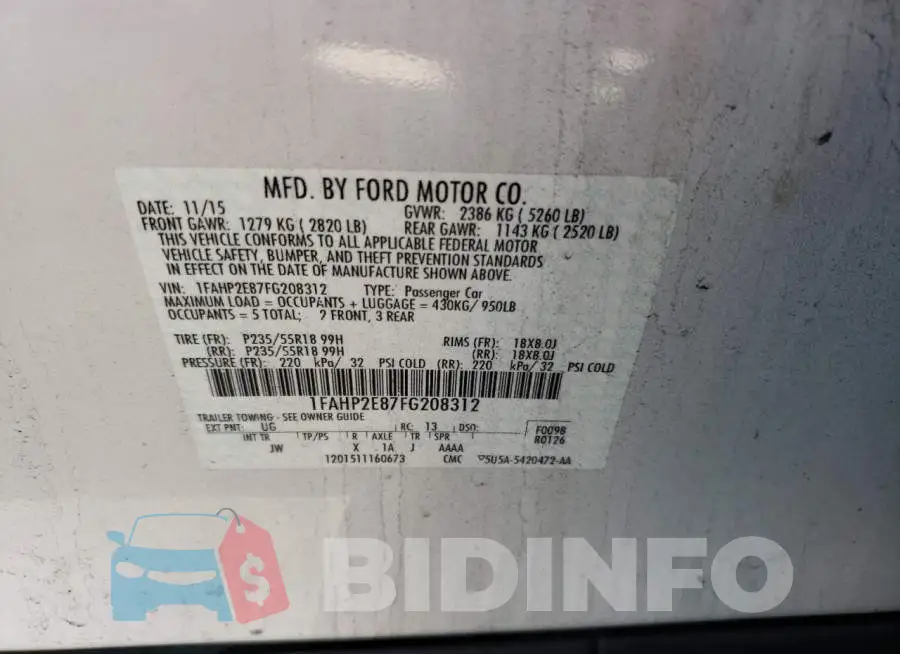 1FAHP2E87FG208312 Photo# 12