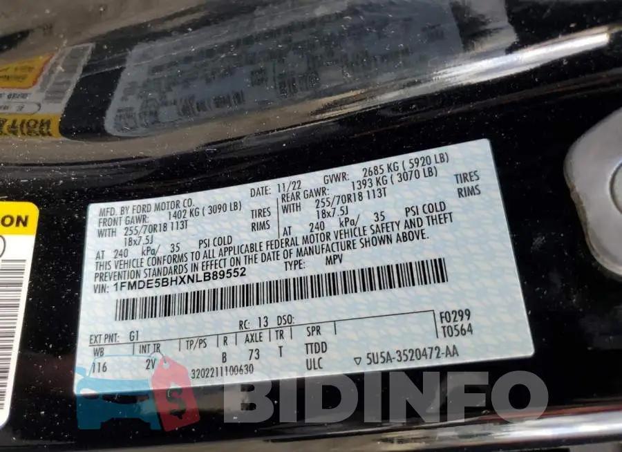 1FMDE5BHXNLB89552 Photo# 13