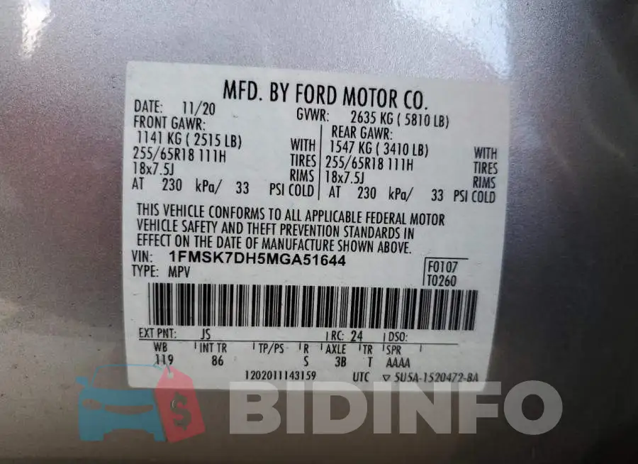 1FMSK7DH5MGA51644 Photo# 12