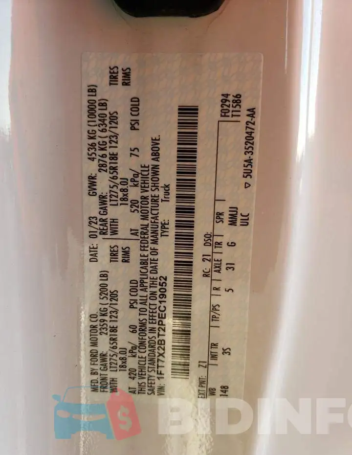1FT7X2BT2PEC19052 Photo# 13