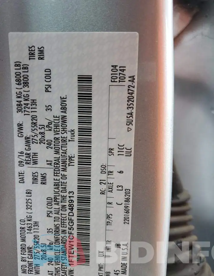 1FTEW1CF5GFD48913 Photo# 12