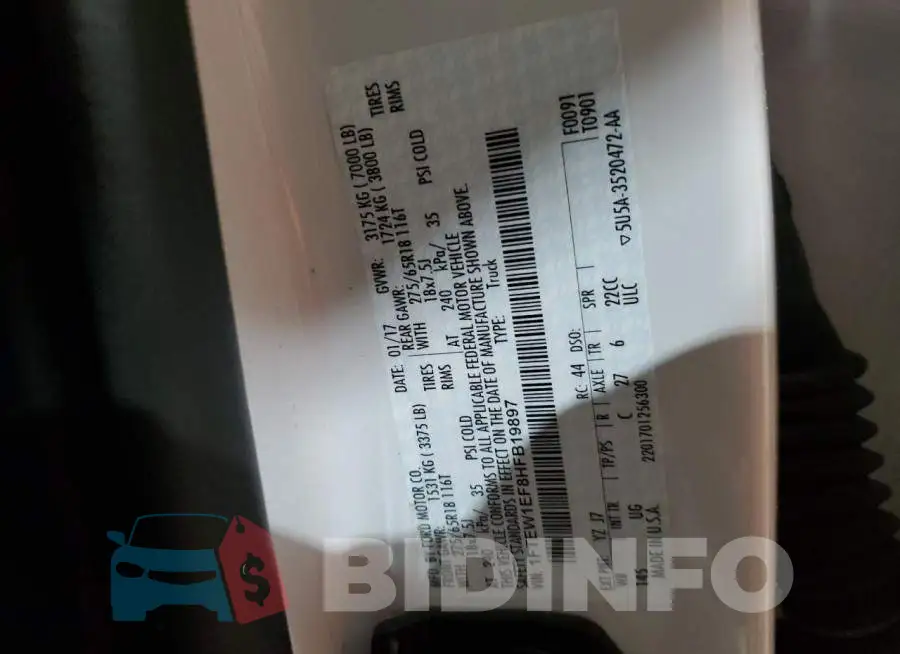 1FTEW1EF8HFB19897 Photo# 12