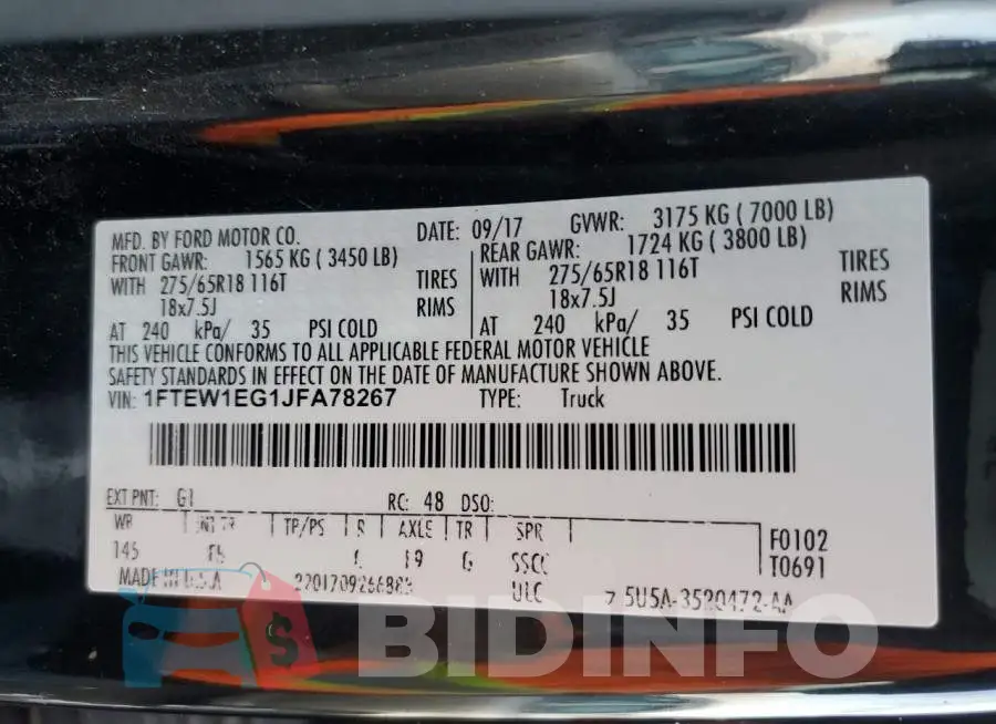 1FTEW1EG1JFA78267 Photo# 12