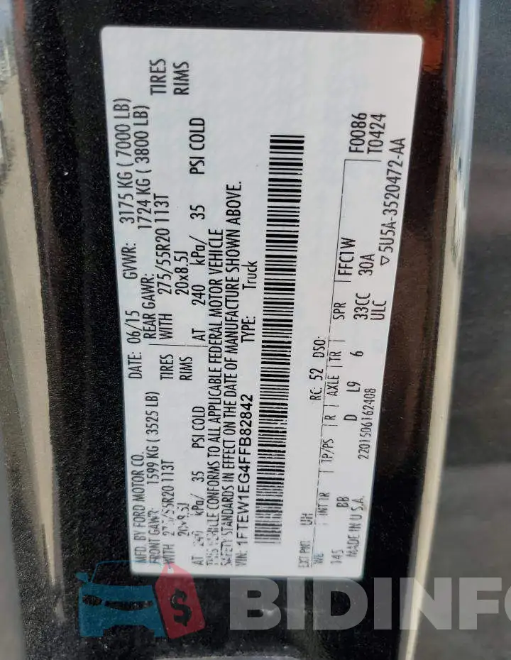 1FTEW1EG4FFB82842 Photo# 13
