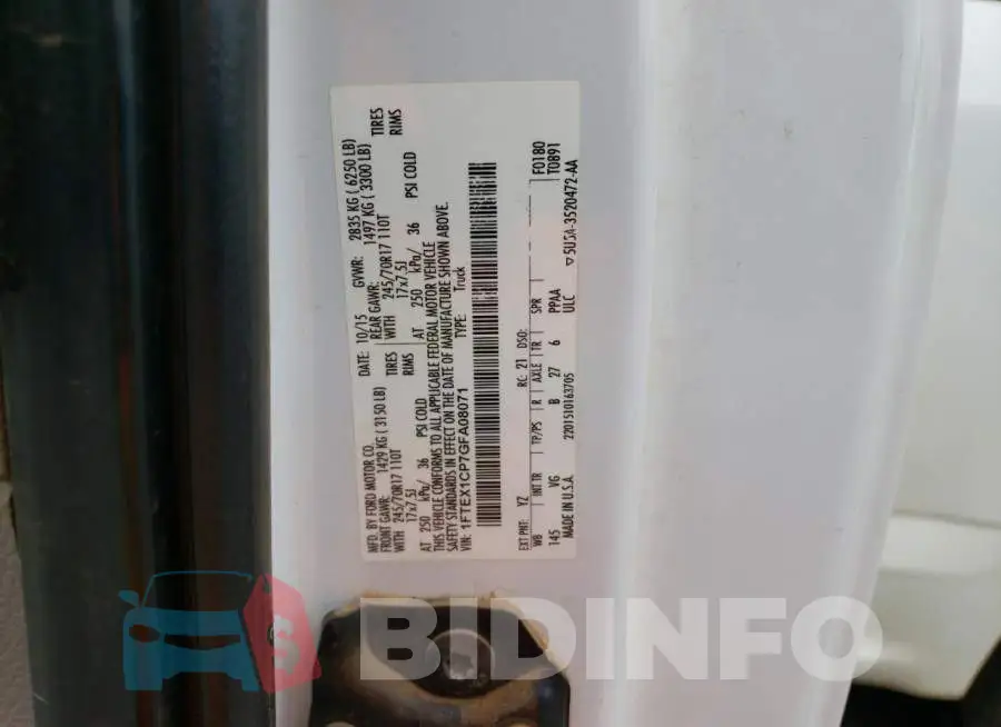 1FTEX1CP7GFA08071 Photo# 12