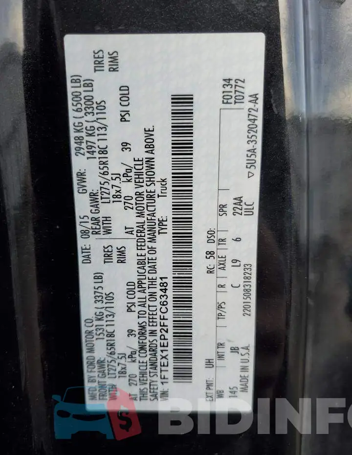 1FTEX1EP2FFC63481 Photo# 12