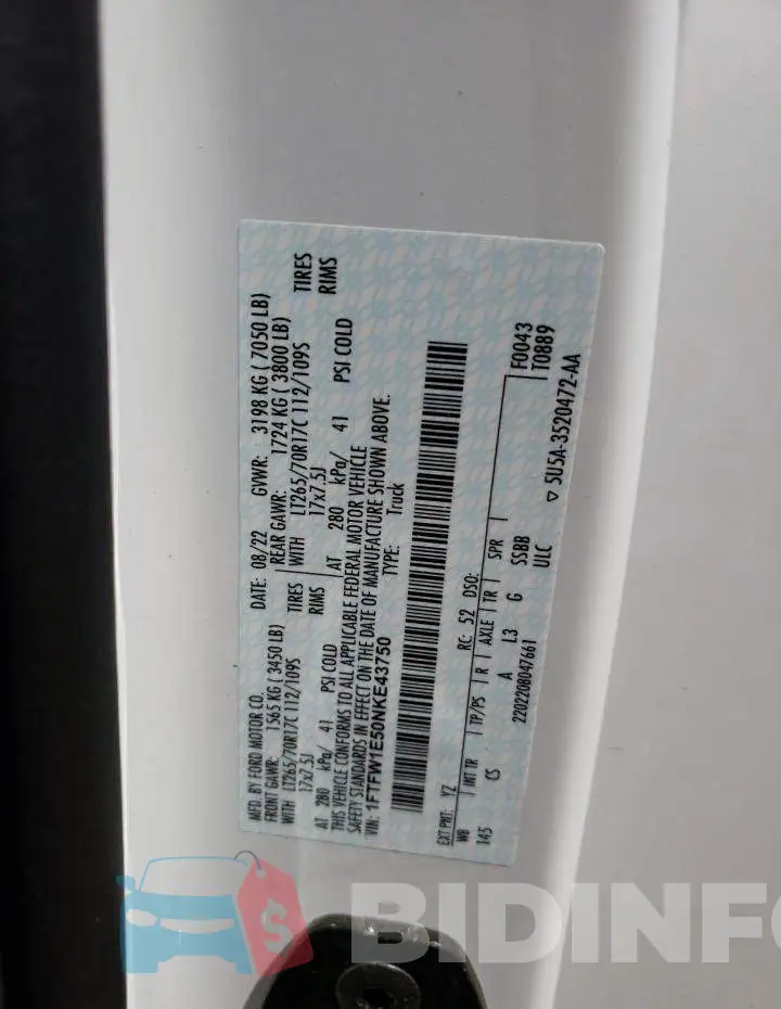 1FTFW1E50NKE43750 Photo# 12