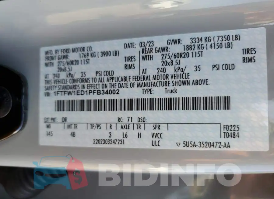 1FTFW1ED1PFB34002 Photo# 13