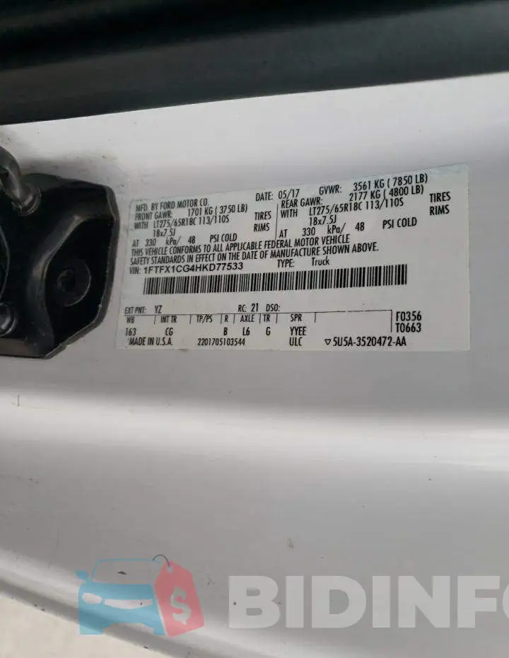 1FTFX1CG4HKD77533 Photo# 12