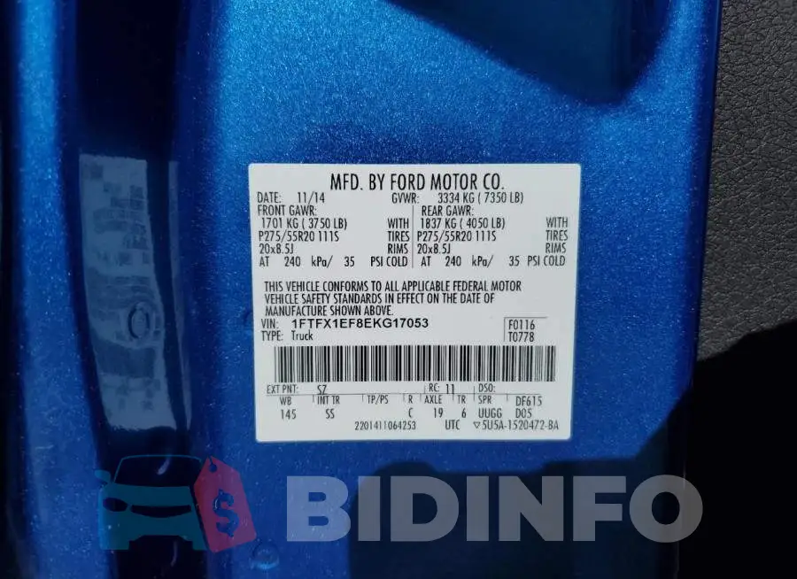 1FTFX1EF8EKG17053 Photo# 12