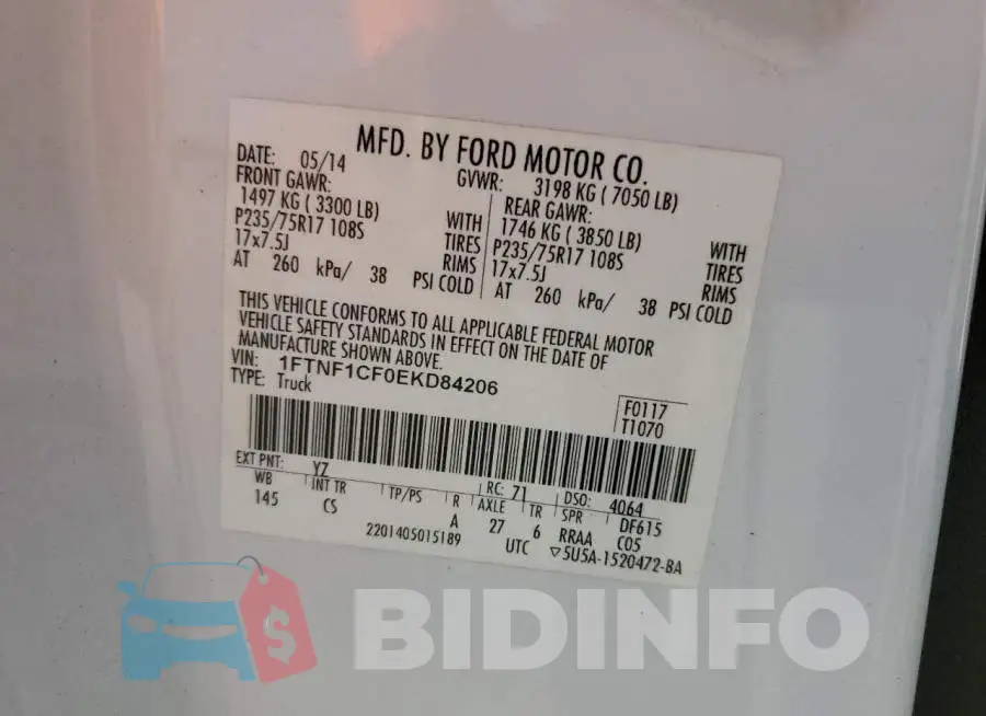 1FTNF1CF0EKD84206 Photo# 13