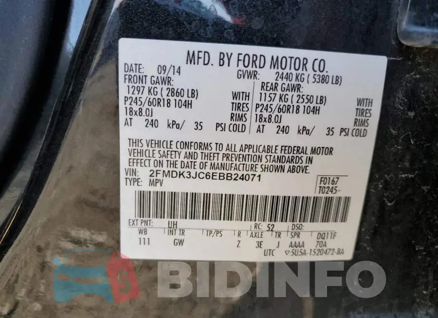 2FMDK3JC6EBB24071 Photo# 14