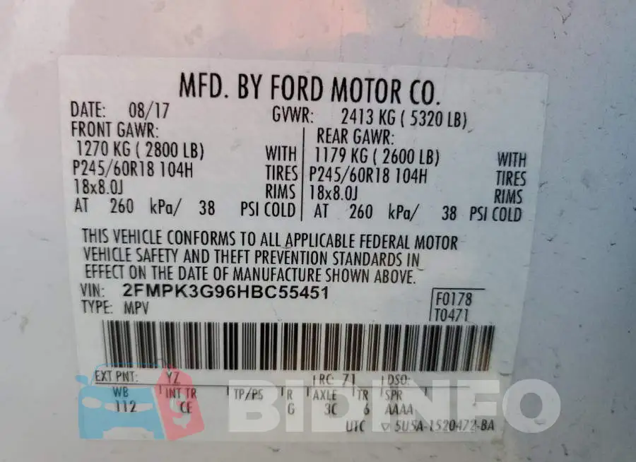 2FMPK3G96HBC55451 Photo# 13