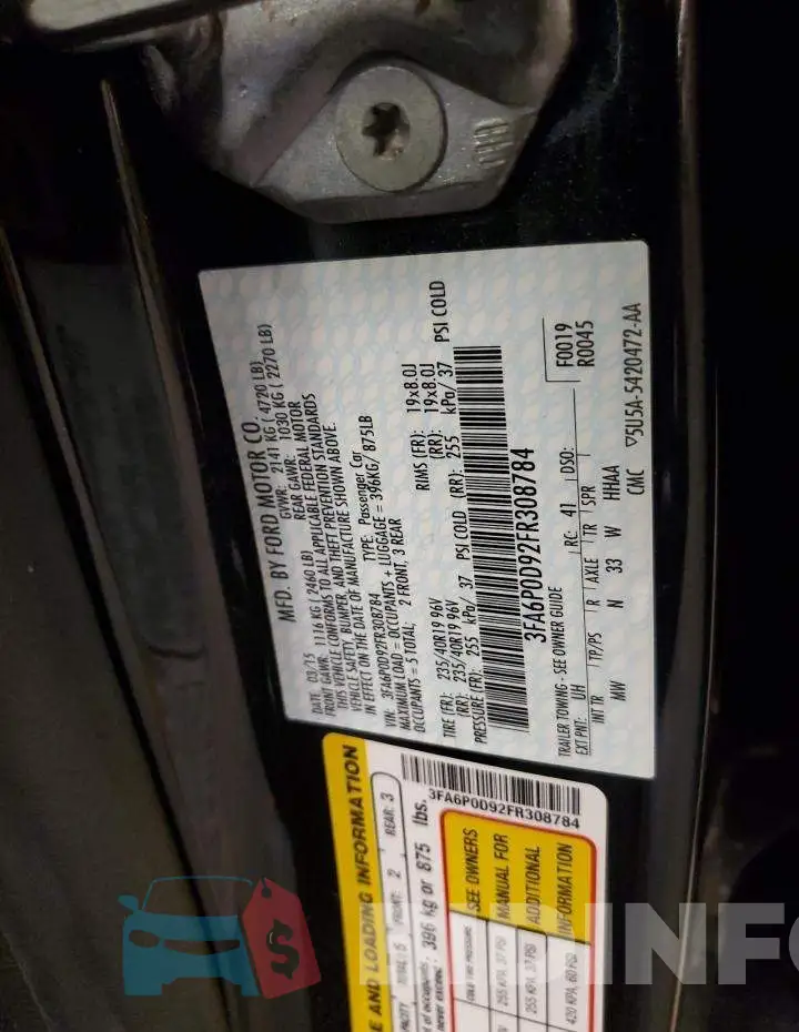 3FA6P0D92FR308784 Photo# 12