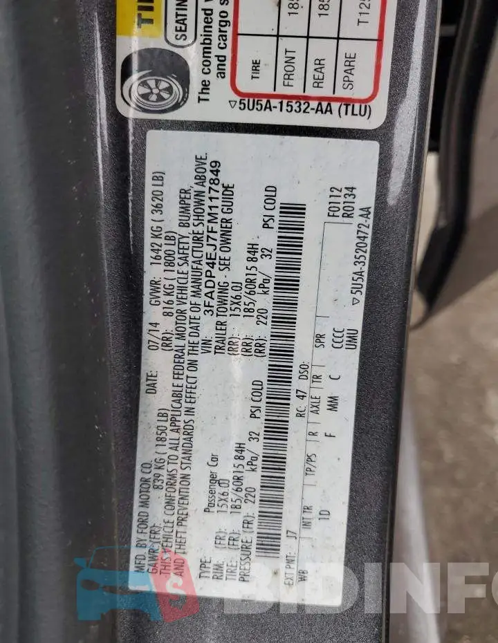 3FADP4EJ7FM117849 Photo# 12