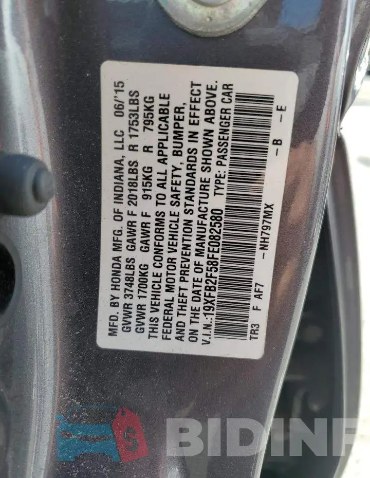 19XFB2F58FE082580 Photo# 12