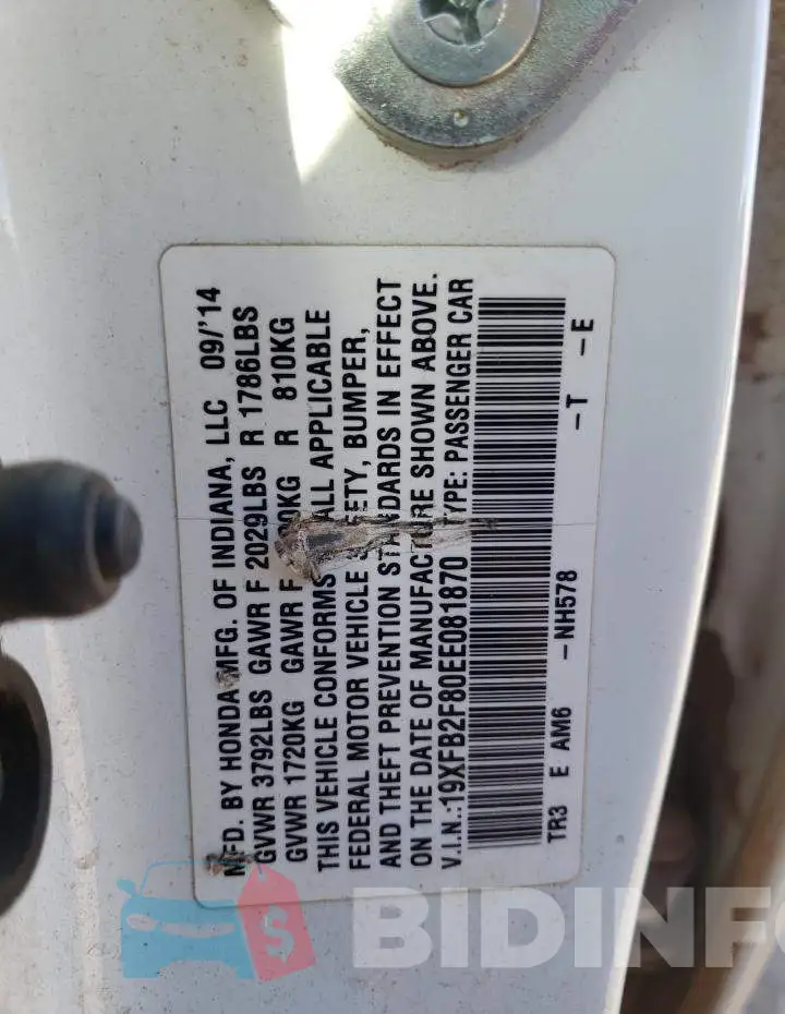 19XFB2F80EE081870 Photo# 13