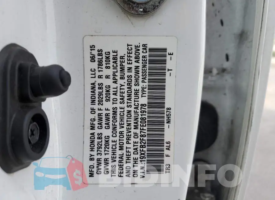 19XFB2F87FE081978 Photo# 12