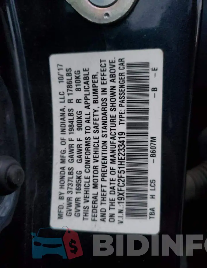 19XFC2F51HE233419 Photo# 12