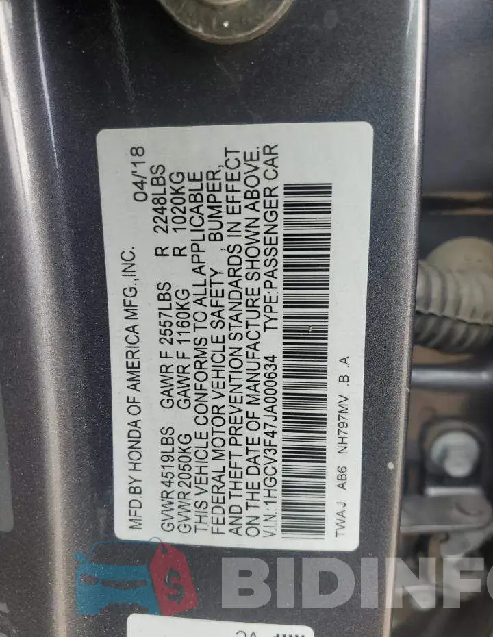 1HGCV3F47JA000634 Photo# 12