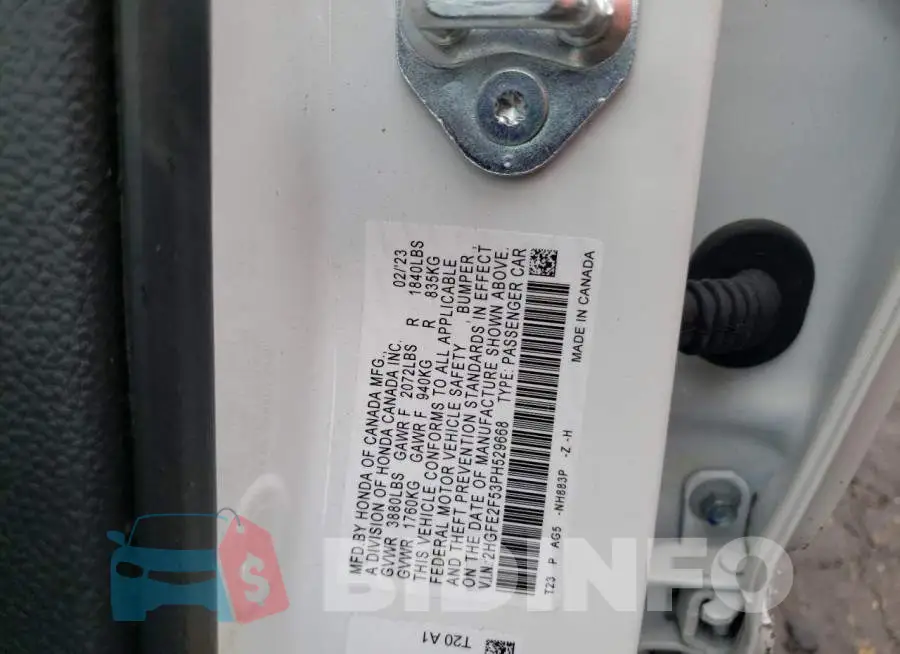 2HGFE2F53PH529668 Photo# 12