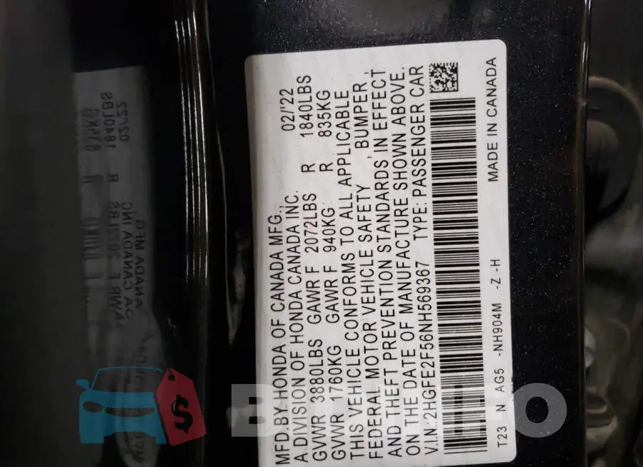 2HGFE2F56NH569367 Photo# 13