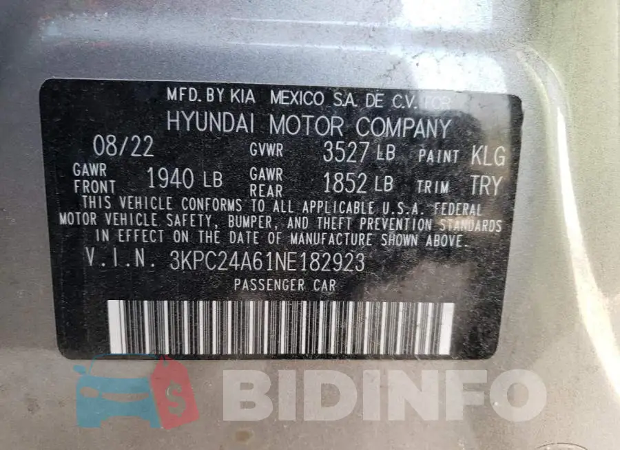 3KPC24A61NE182923 Photo# 12