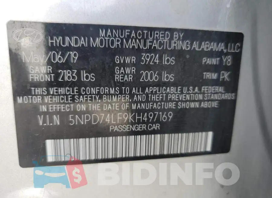 5NPD74LF9KH497169 Photo# 12