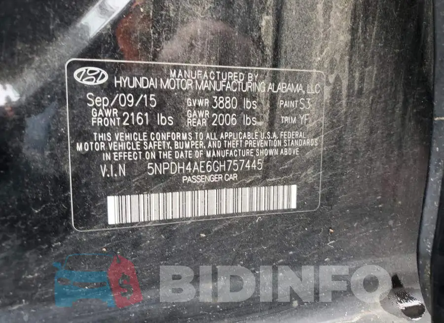 5NPDH4AE6GH757445 Photo# 12