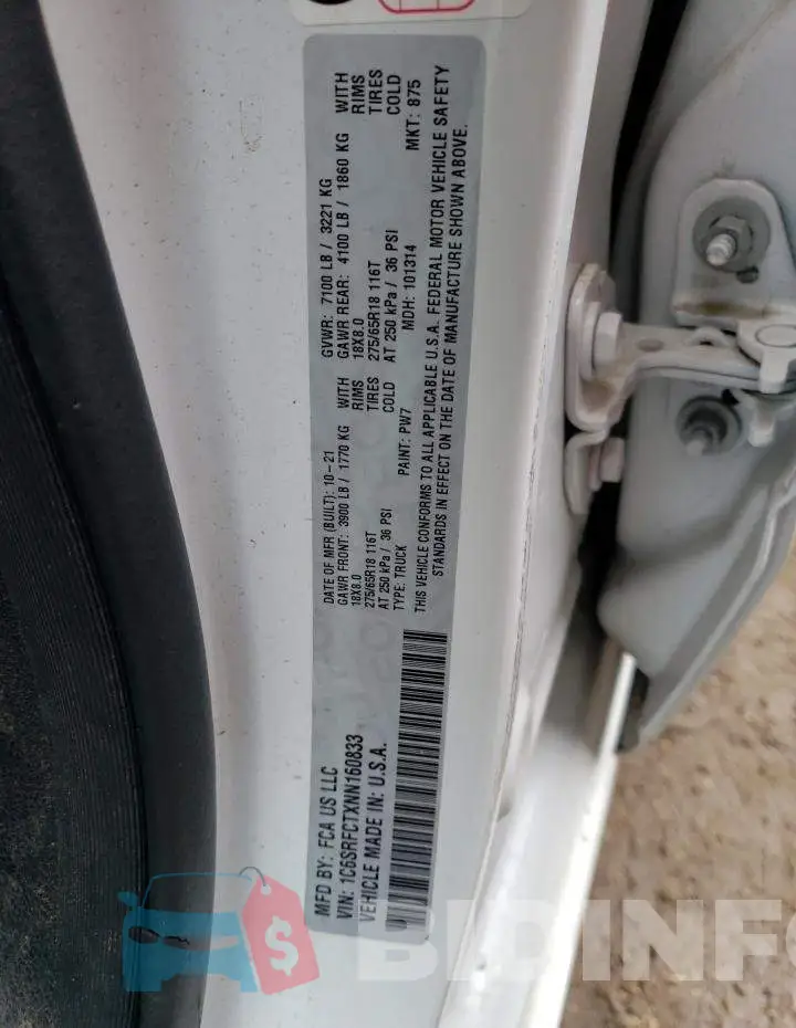 1C6SRFCTXNN160833 Photo# 12