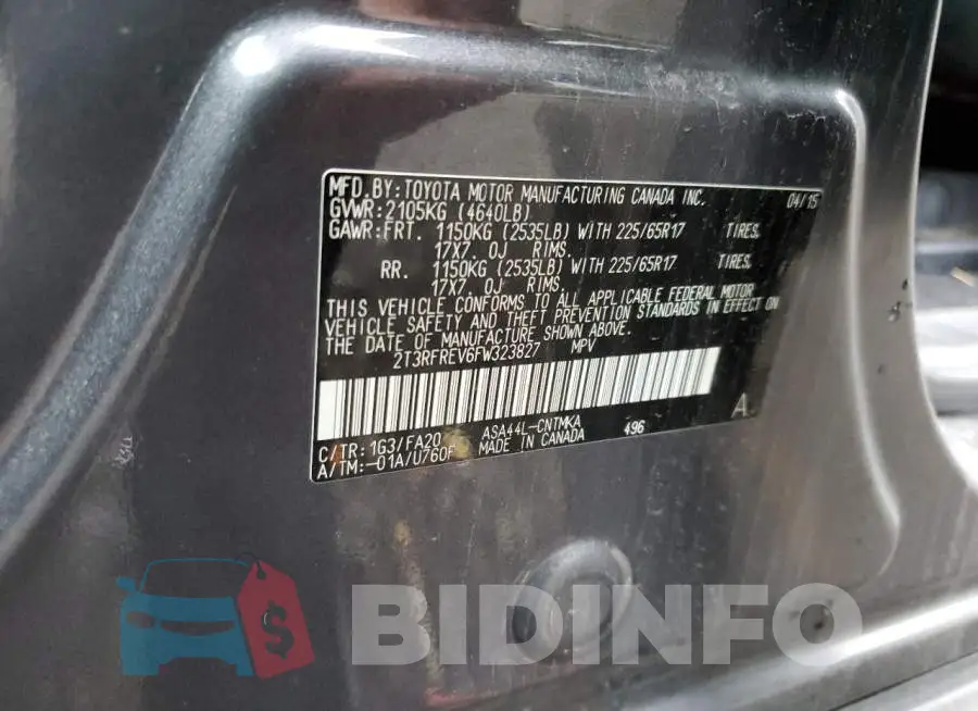 2T3RFREV6FW323827 Photo# 13