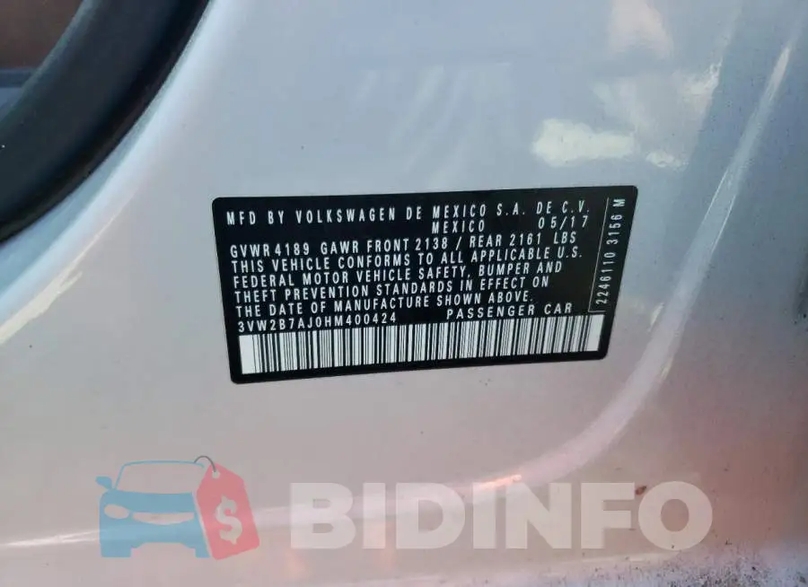 3VW2B7AJ0HM400424 Photo# 12