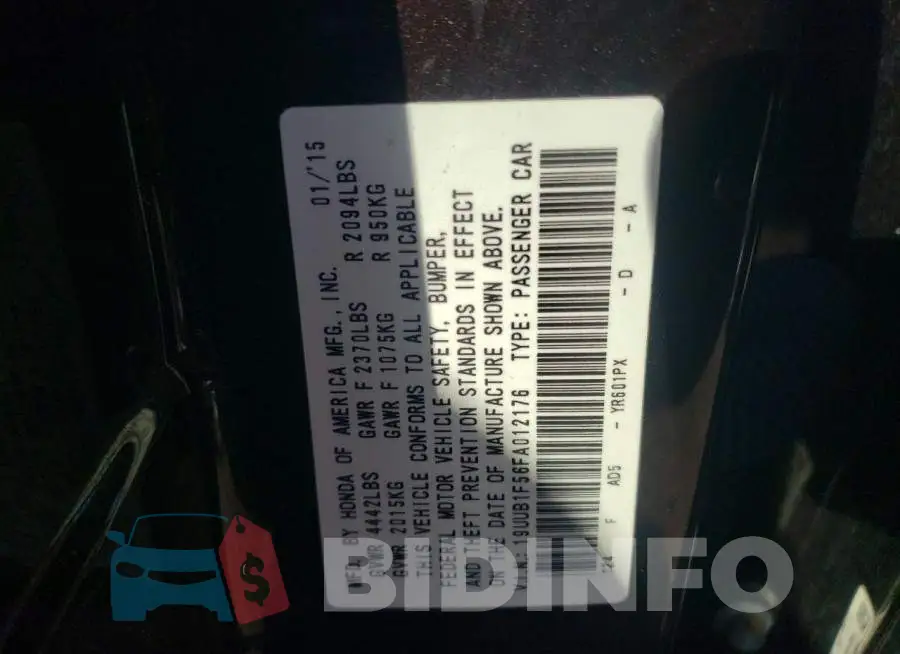 19UUB1F56FA012176 Photo# 13